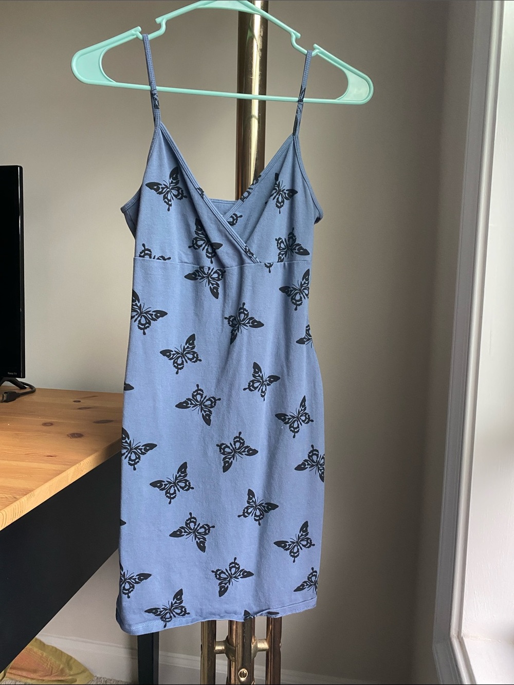wild fable Blue Butterfly Stretchy Bodycon Dress